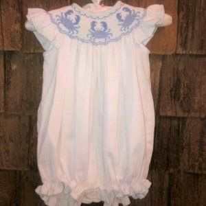Girls Shrimp & Grits Kids Crab Smocked Bubble 9M
